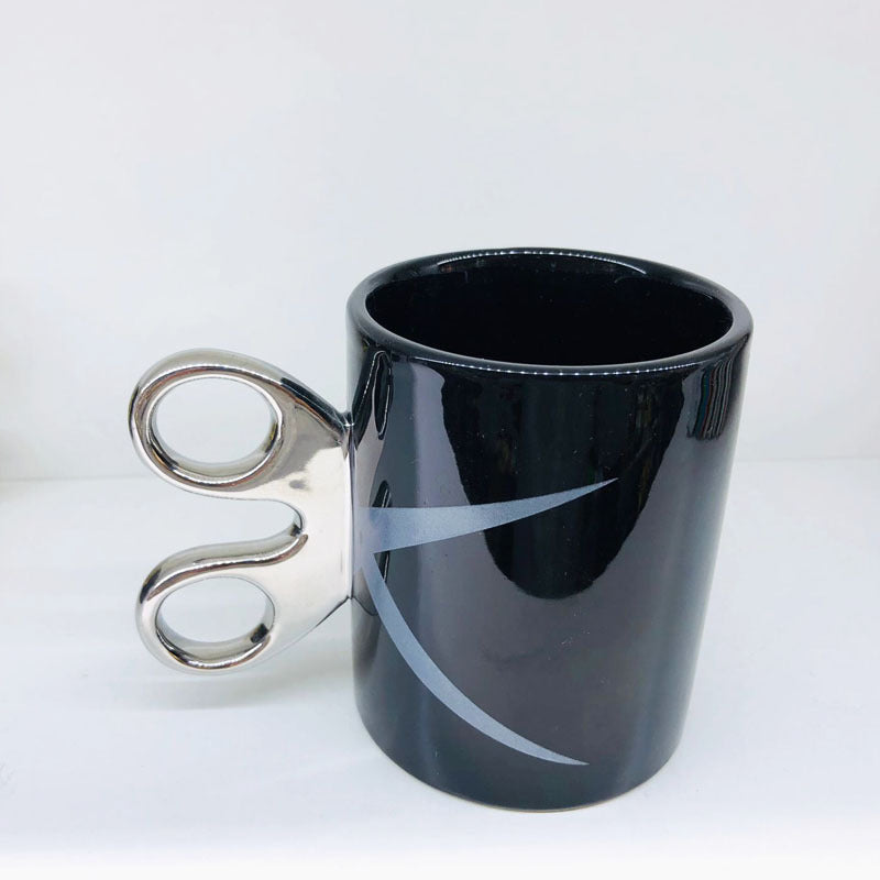 Tasse en céramique personnalisée avec poignée en ciseaux, tasse créative avec poignée en ciseaux,