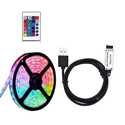 LED5050 Tableau noir époxy RVB avec mini télécommande 24 touches IP65, décoration d'arrière-plan TV, ensemble de bandes lumineuses douces