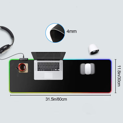 Tapis de souris lumineux RGB, tapis de jeu LED en caoutchouc, tapis de table lumineux Symphony