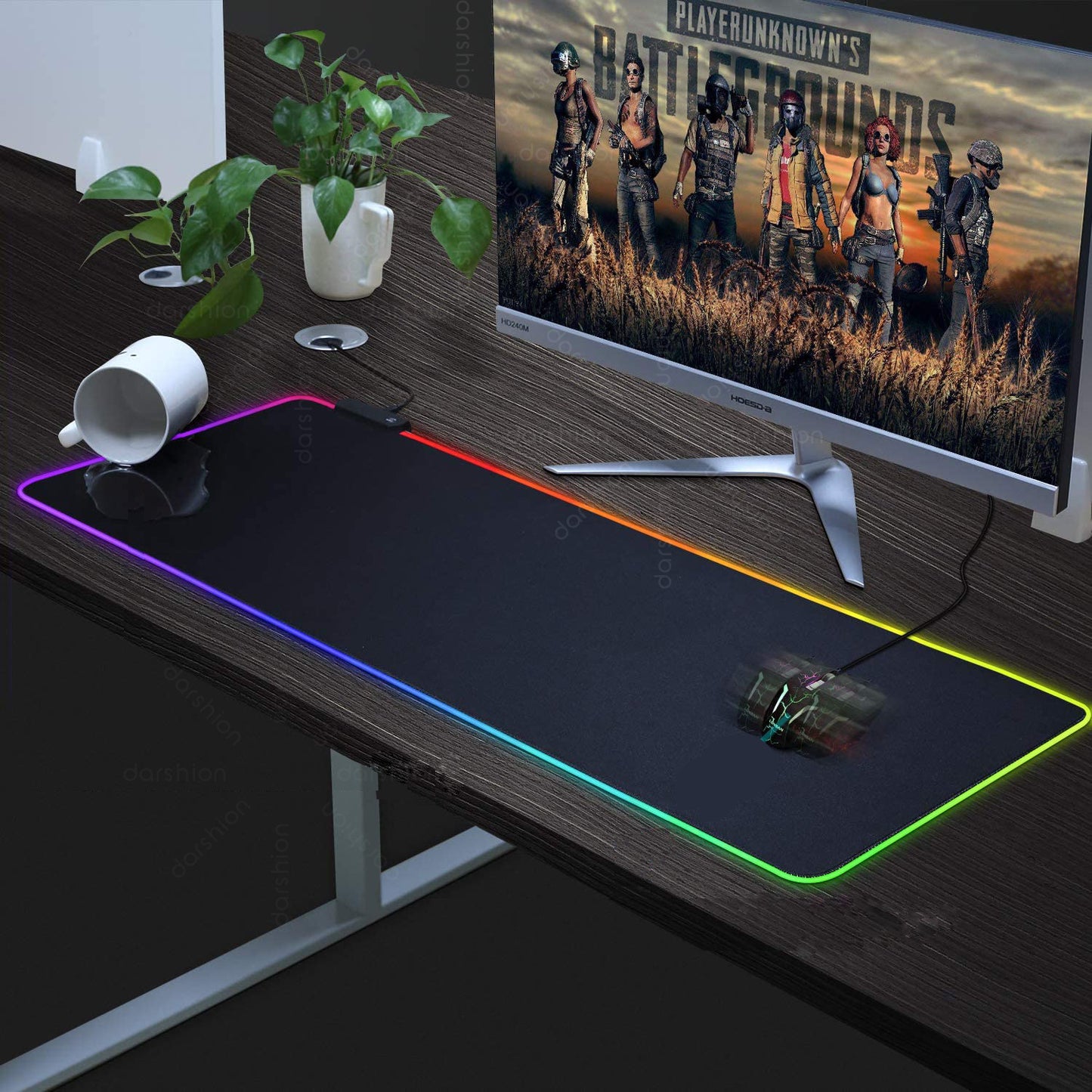 Tapis de souris lumineux RGB, tapis de jeu LED en caoutchouc, tapis de table lumineux Symphony