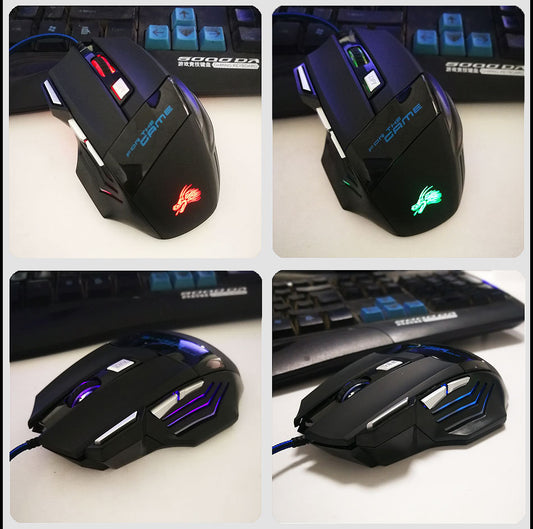 Souris de jeu USB colorée et lumineuse à 7 boutons
