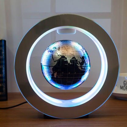 Globe flottant à LED rond avec carte du monde, lumière à lévitation magnétique, anti-gravité magique