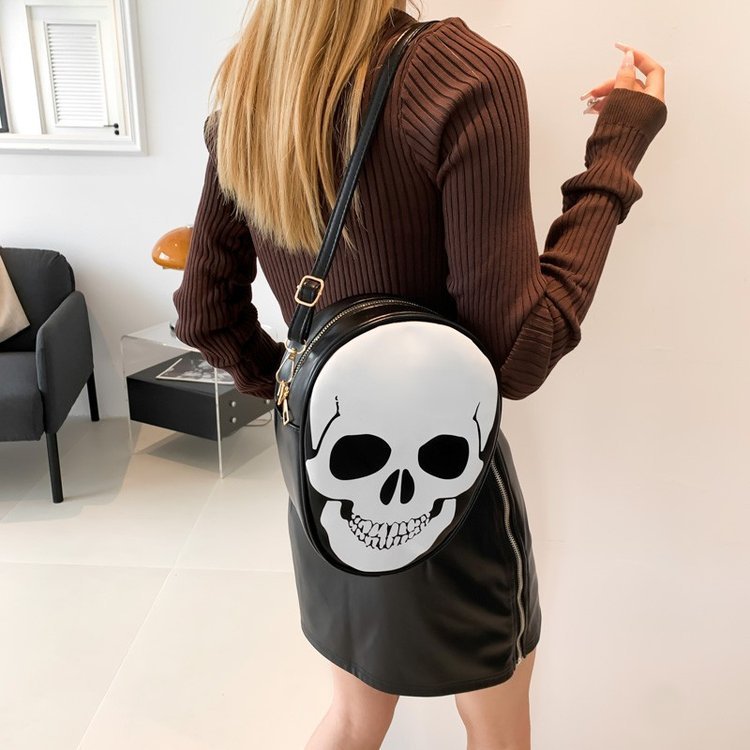 Sac bandoulière motif tête de mort pour Halloween