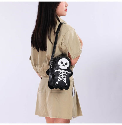 Sac bandoulière motif tête de mort pour Halloween, tendance, amusant et mignon, pour femme, petit sac pour téléphone