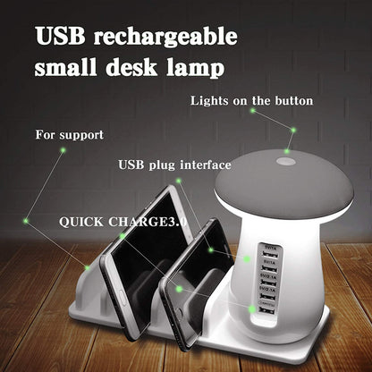 Lampe champignon multifonction 2 en 1, support de lampe LED, chargeur USB, fournitures de bureau pour la maison