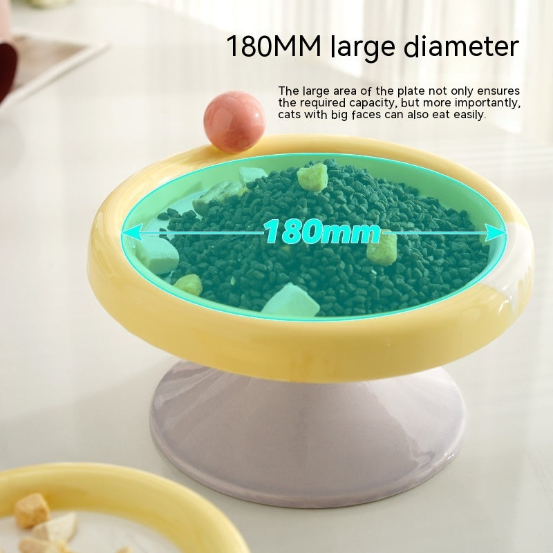 Gamelle pour chat en céramique bicolore à pied haut