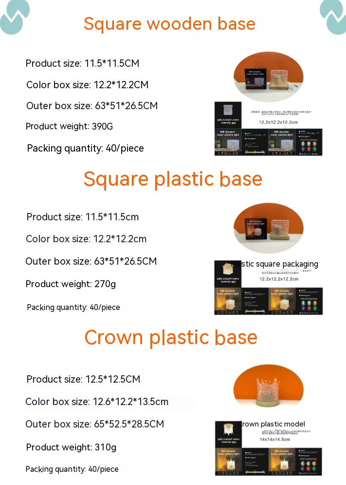 Lampe de table LED à ondulation d'eau, USB, rotative, en cristal, à intensité variable, décoration d'intérieur, 16 couleurs, cadeaux