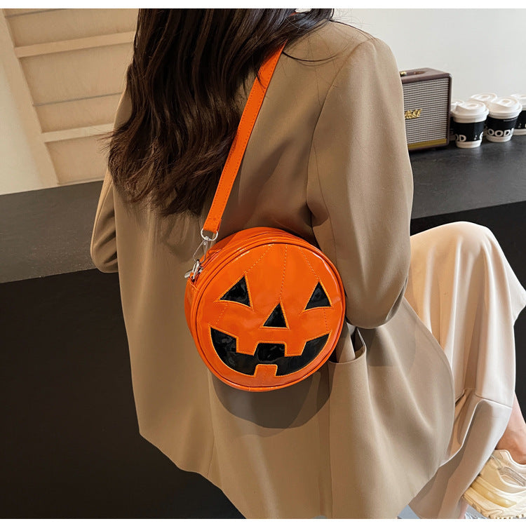 Petit sac rond citrouille d'Halloween pour femmes