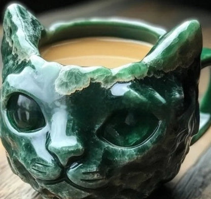 Tasse géode en cristal pour chat, artisanat en résine