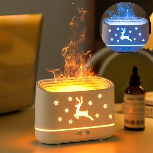 Humidificateur diffuseur de flammes d'élan, lampe d'ambiance silencieuse pour la maison