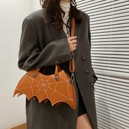 Sacs à bandoulière en forme de toile d'araignée pour Halloween, sacs à main en PU noués de personnalité Batgirl,