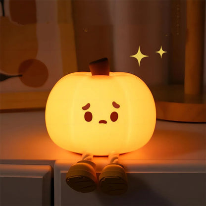 Veilleuse citrouille d'Halloween en silicone souple, intensité variable, rechargeable, idéale pour la décoration de chevet, idéale pour les enfants, idéale pour Halloween