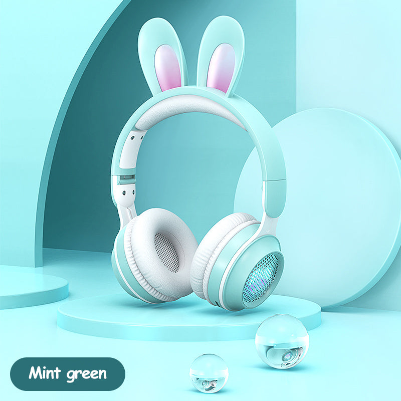 Casque sans fil lumineux extensible en forme d'oreilles de lapin