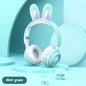 Casque sans fil lumineux extensible en forme d'oreilles de lapin