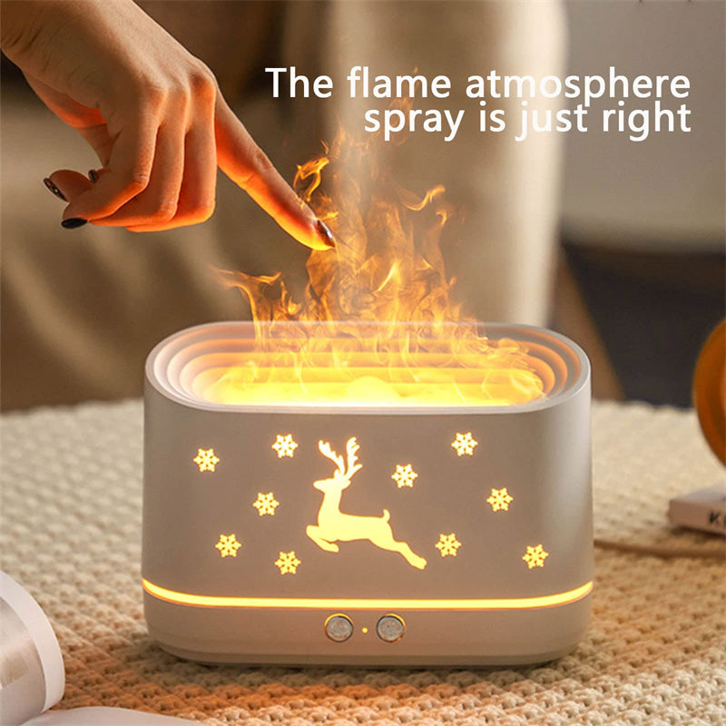 Humidificateur diffuseur de flammes d'élan, lampe d'ambiance silencieuse pour la maison