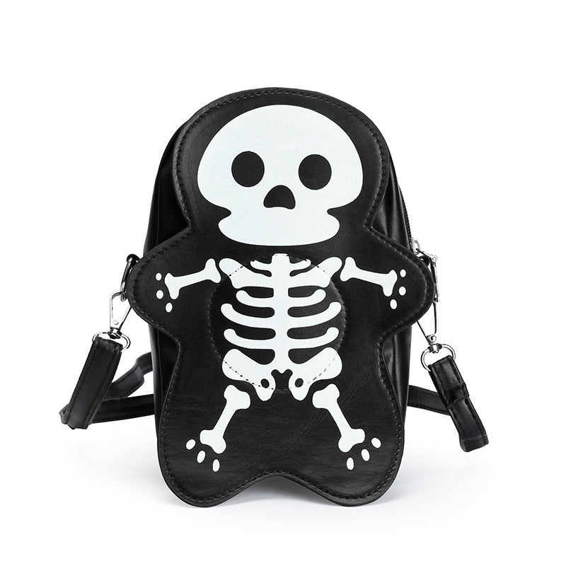 Sac bandoulière motif tête de mort pour Halloween, tendance, amusant et mignon, pour femme, petit sac pour téléphone
