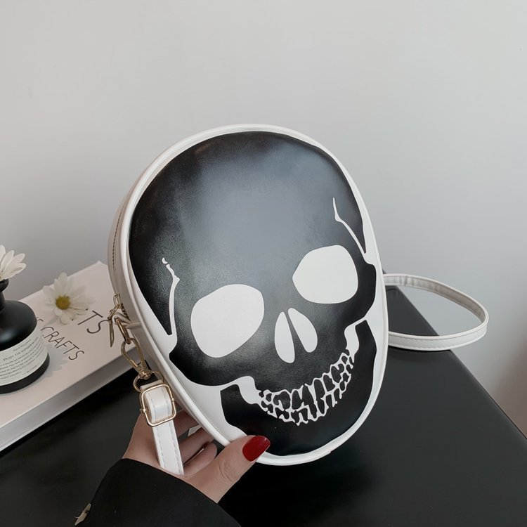 Sac bandoulière motif tête de mort pour Halloween