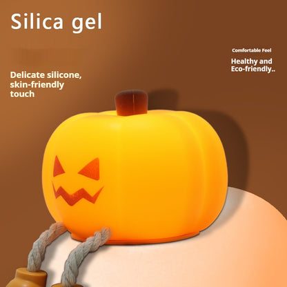 Veilleuse citrouille d'Halloween en silicone souple, intensité variable, rechargeable, idéale pour la décoration de chevet, idéale pour les enfants, idéale pour Halloween