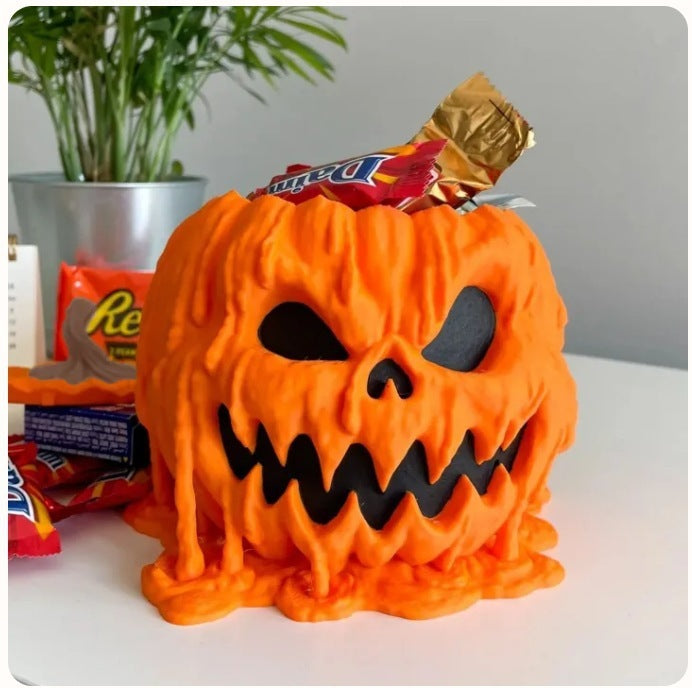 Bol à bonbons fondant en forme de citrouille d'Halloween avec couvercle, réutilisable, effrayante, pour la maison, Halloween