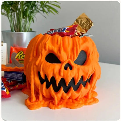 Bol à bonbons fondant en forme de citrouille d'Halloween avec couvercle, réutilisable, effrayante, pour la maison, Halloween