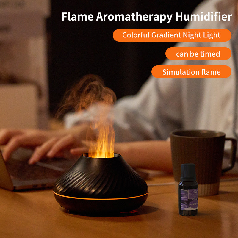 Diffuseur d'arômes à flamme RVB 130 ml, humidificateur à flamme colorée 3D, diffuseur de flamme volcanique