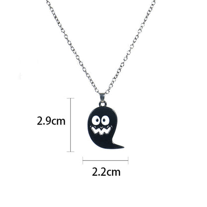 Collier avec pendentif tête de citrouille, crâne, chauve-souris et fantôme du festival des fantômes