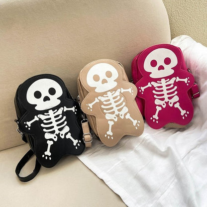 Sac bandoulière motif tête de mort pour Halloween, tendance, amusant et mignon, pour femme, petit sac pour téléphone
