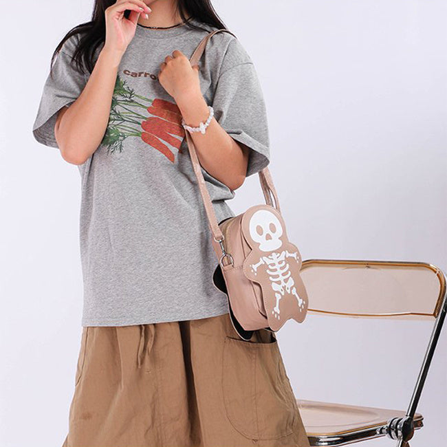 Sac bandoulière motif tête de mort pour Halloween, tendance, amusant et mignon, pour femme, petit sac pour téléphone