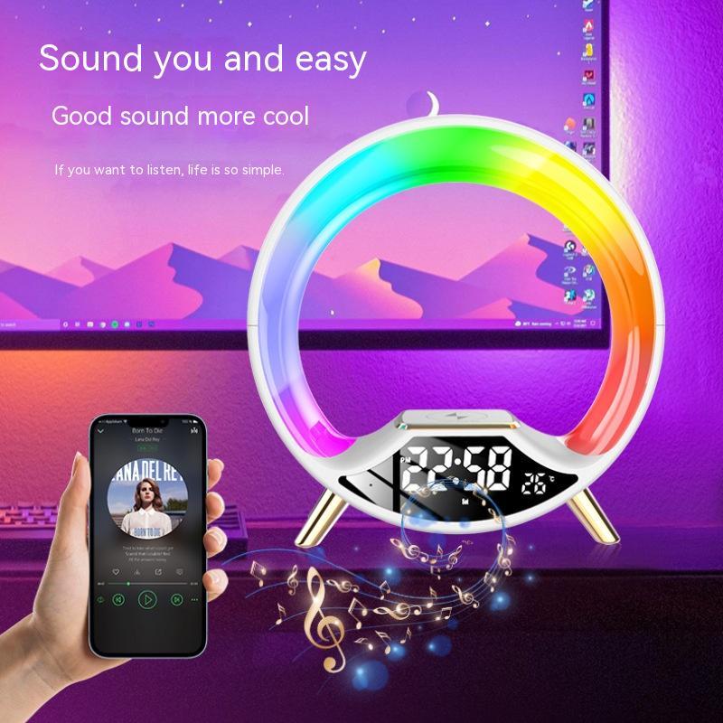 O Light Haut-parleur Bluetooth multifonction 3 en 1 avec chargement sans fil et veilleuse