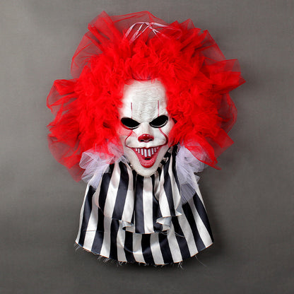 Masque de clown d'horreur pour Halloween, décoration murale à suspendre pour porte, fournitures de fête d'Halloween, décoration d'intérieur