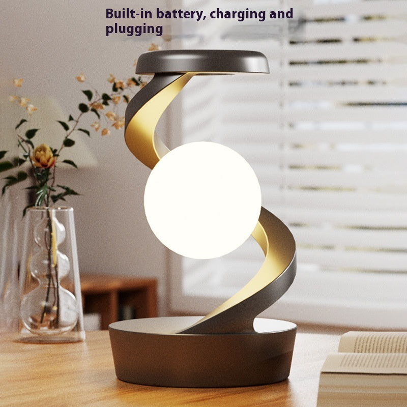Lampe de bureau rotative en forme de lune avec capteur de charge sans fil pour téléphone, lampe de table décorative, petite veilleuse, décoration d'intérieur