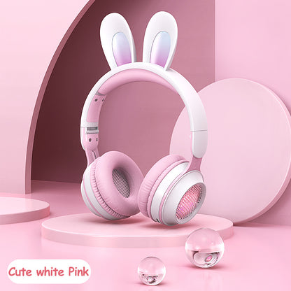 Casque sans fil lumineux extensible en forme d'oreilles de lapin