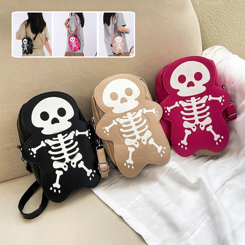 Sac bandoulière motif tête de mort pour Halloween, tendance, amusant et mignon, pour femme, petit sac pour téléphone