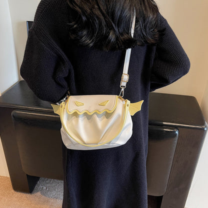 Sac bandoulière amusant, motif citrouille d'Halloween, avec petites ailes, sac à main créatif personnalisé pour femme