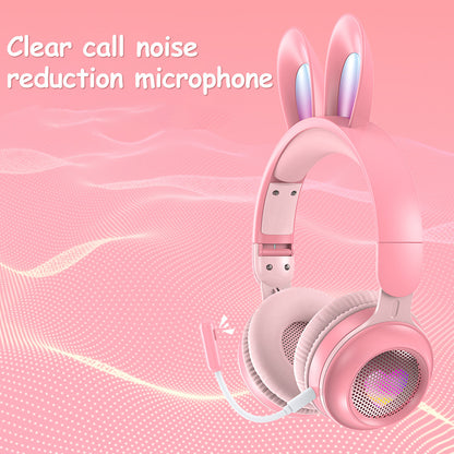 Casque sans fil lumineux extensible en forme d'oreilles de lapin