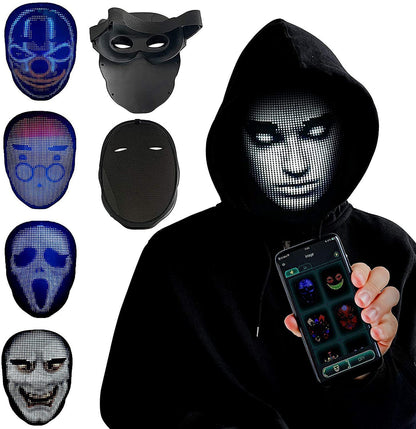 Masques d'Halloween lumineux à LED en couleur, masque changeant de visage, accessoires  de fête