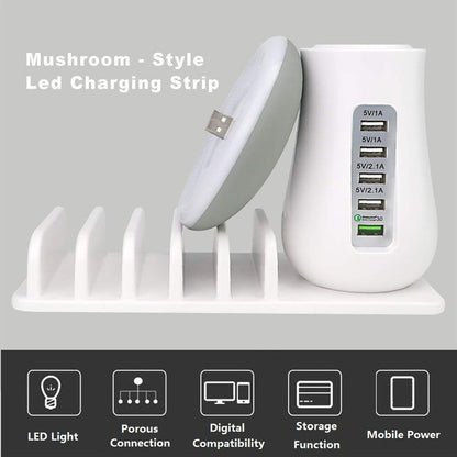 Lampe champignon multifonction 2 en 1, support de lampe LED, chargeur USB, fournitures de bureau pour la maison