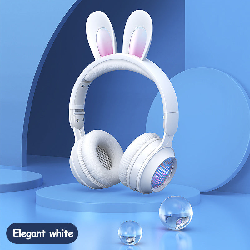 Casque sans fil lumineux extensible en forme d'oreilles de lapin