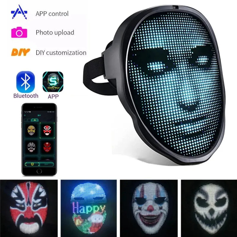 Masques d'Halloween lumineux à LED en couleur, masque changeant de visage, accessoires  de fête