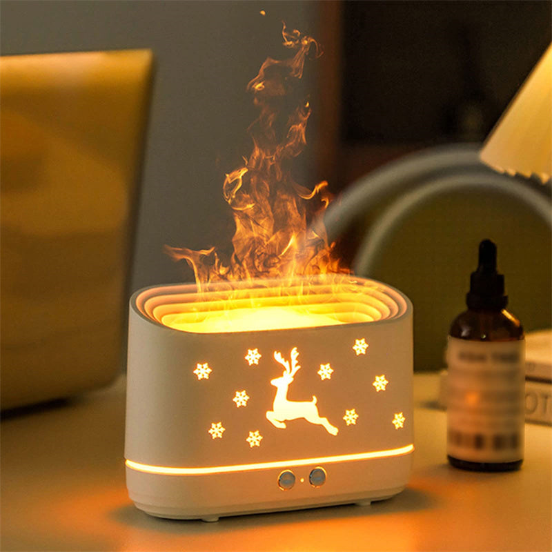 Humidificateur diffuseur de flammes d'élan, lampe d'ambiance silencieuse pour la maison