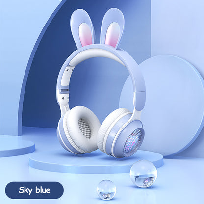 Casque sans fil lumineux extensible en forme d'oreilles de lapin
