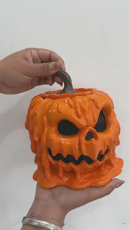 Bol à bonbons fondant en forme de citrouille d'Halloween avec couvercle, réutilisable, effrayante, pour la maison, Halloween