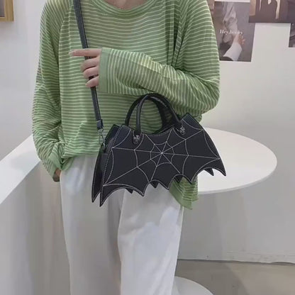 Sacs à bandoulière en forme de toile d'araignée pour Halloween, sacs à main en PU noués de personnalité Batgirl,
