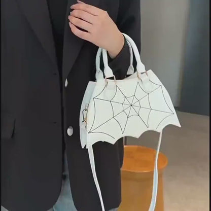 Sacs à bandoulière en forme de toile d'araignée pour Halloween, sacs à main en PU noués de personnalité Batgirl,