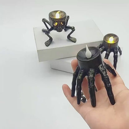 Lanterne à main en forme de crâne pour Halloween, accessoires de décoration d'ambiance, lanterne de nuit en forme de pied de crâne, lanterne à bougie d'Halloween