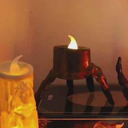 Lanterne à main en forme de crâne pour Halloween, accessoires de décoration d'ambiance, lanterne de nuit en forme de pied de crâne, lanterne à bougie d'Halloween