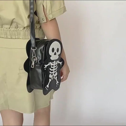 Sac bandoulière motif tête de mort pour Halloween, tendance, amusant et mignon, pour femme, petit sac pour téléphone